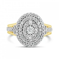 10K Yellow Gold 1.00CTW Diamond Oval Shaped Fashion Ring