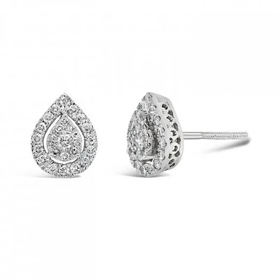 10K White Gold 0.25CTW Bouquet Pear Shaped Earrings