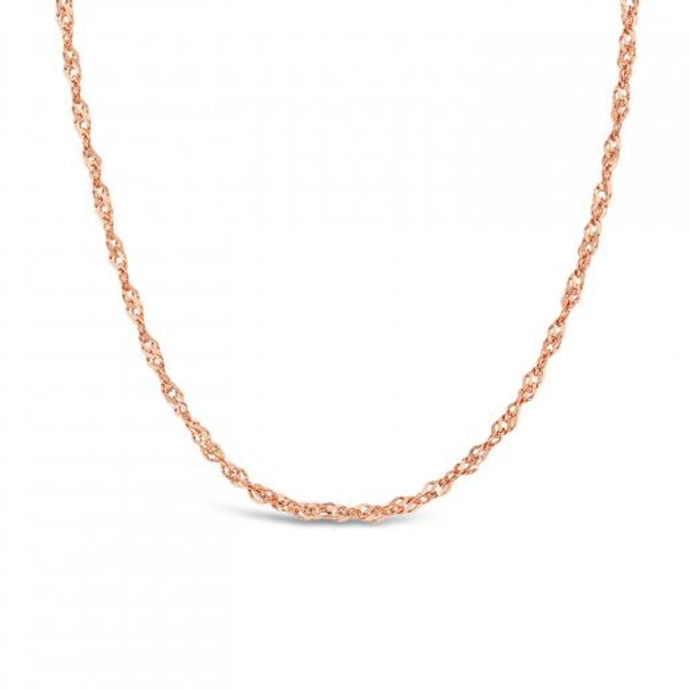 10K Rose Gold 18" 1.45mm Singapore Chain
