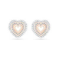 10K Rose Gold 0.29CTW Diamond Heart Earrings