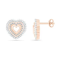 10K Rose Gold 0.29CTW Diamond Heart Earrings