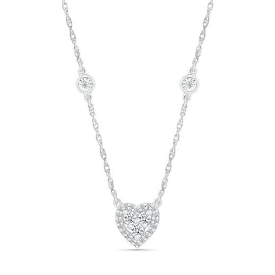 10K White Gold 0.18CTW Diamond Heart Necklace