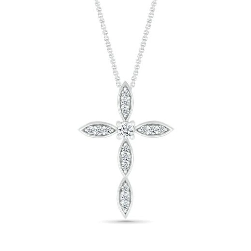 10K White Gold 0.29CTW Diamond Cross Pendant