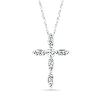 10K White Gold 0.29CTW Diamond Cross Pendant