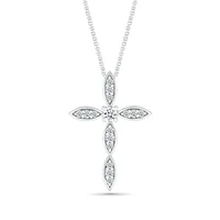 10K White Gold 0.29CTW Diamond Cross Pendant