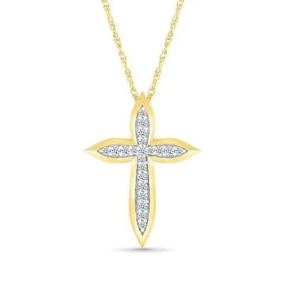 10K Yellow Gold 0.14CTW Diamond Cross Pendant