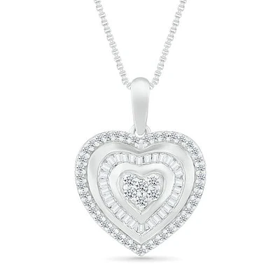 10K White Gold 0.37CTW Diamond Heart Pendant