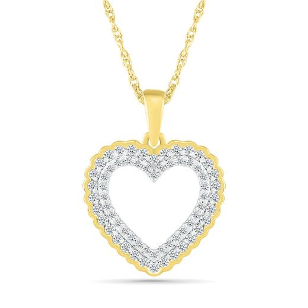 10K Yellow Gold 0.29CTW Diamond Heart Pendant