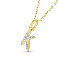 10K Yellow Gold & Diamond "K" Initial Pendant