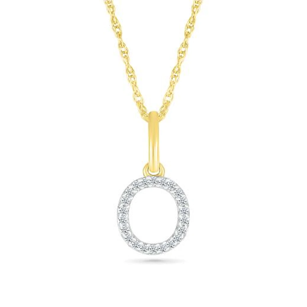 10K Yellow Gold & Diamond "O" Initial Pendant