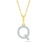 10K Yellow Gold & Diamond "Q" Initial Pendant