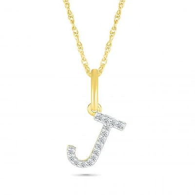 10K Yellow Gold & Diamond "J" Initial Pendant