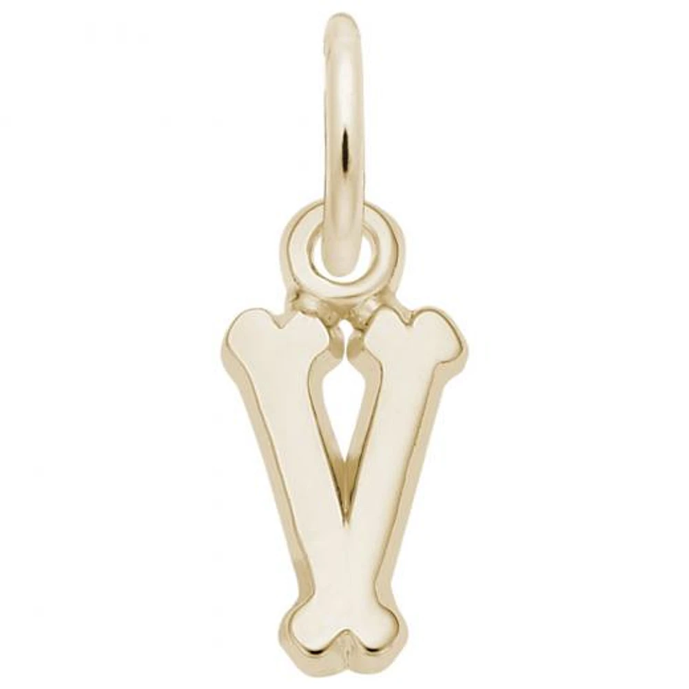 10K Yellow Gold Initial V Pendant