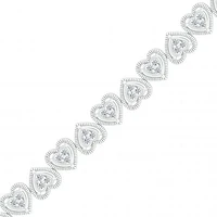 Sterling Silver 0.95CTW Diamond Heart Bracelet