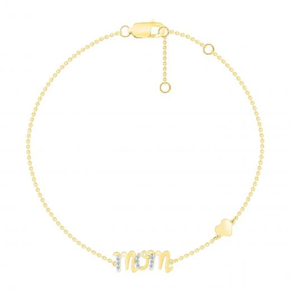 10K Yellow Gold Diamond Mom Bracelet
