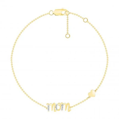 10K Yellow Gold Diamond Mom Bracelet