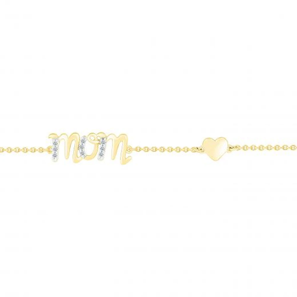 10K Yellow Gold Diamond Mom Bracelet