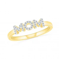 10K Yellow Gold Diamond Mom Ring