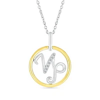 Sterling Silver 10K Yellow Gold Capricorn Diamond Pendant