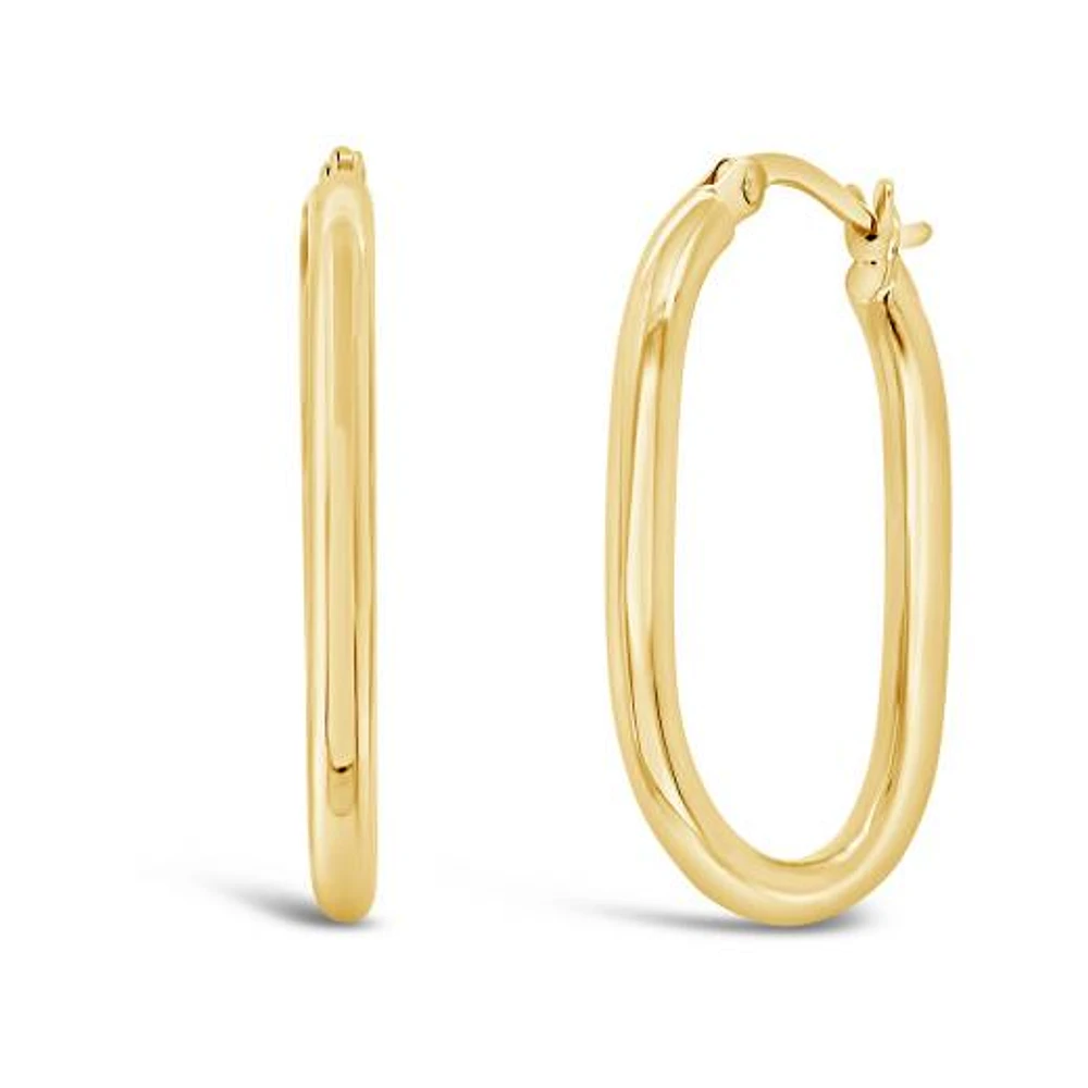 10K Yellow Gold Oval Hoop Earrings