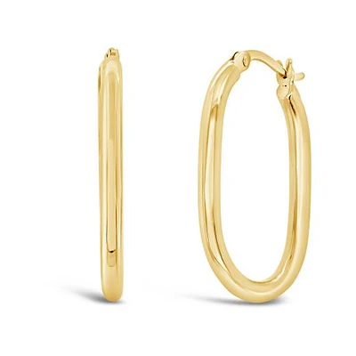 10K Yellow Gold Oval Hoop Earrings