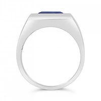 Sterling Silver Lapis & 0.12 CTW Diamond Ring