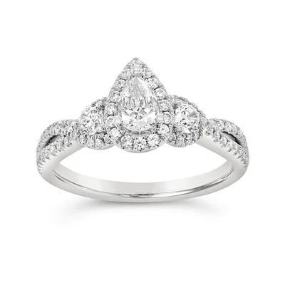 Diamond Revelations 14K White Gold 0.96CTW Pear Shaped Bridal Ring