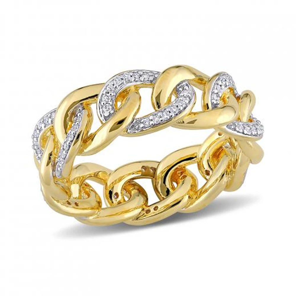 Julianna B Yellow Plated Sterling Silver 0.25CTW Diamond Link Ring