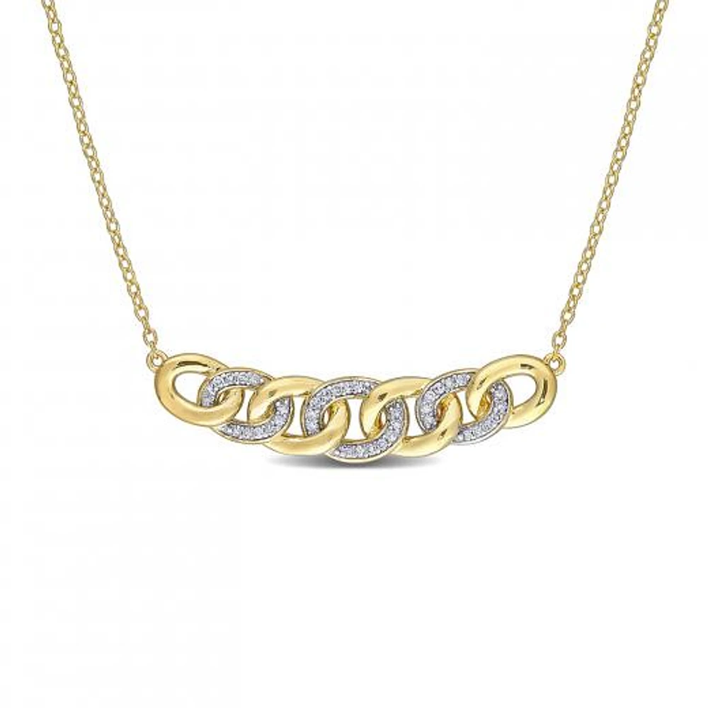Julianna B Yellow Plated Sterling Silver 0.15CTW Diamond Link Necklace