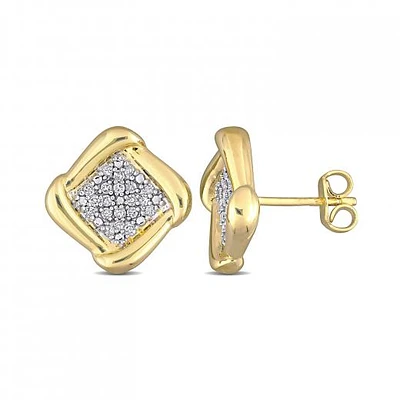 Julianna B Yellow Plated Sterling Silver 0.20CTW Diamond Cluster Studs