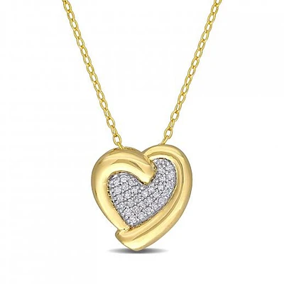 Julianna B Yellow Plated Sterling Silver 0.15CTW Diamond Heart Pendant