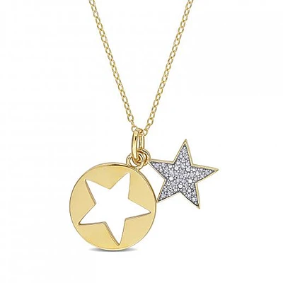 Julianna B Yellow Plated Sterling Silver Diamond Star Pendant