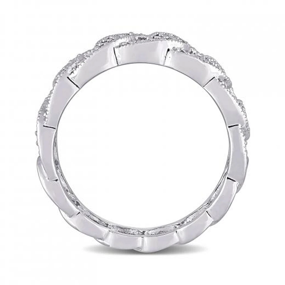 Julianna B Sterling Silver 0.11CTW Diamond Link Ring