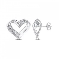 Julianna B Sterling Silver 0.20CTW Diamond Heart Earrings