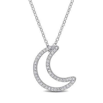 Julianna B Sterling Silver 0.20CTW Diamond Moon Pendant