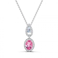 Sterling Silver 18" Pink Topaz and White Topaz Necklace
