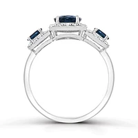 10K White Gold Blue Sapphire and Diamond Ring