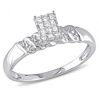 Julianna B Sterling Silver 0.10CTW Diamond Engagement Ring