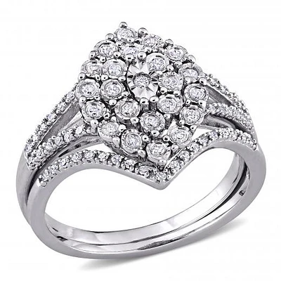 Julianna B Sterling Silver 0.27CTW Diamond Bridal Set