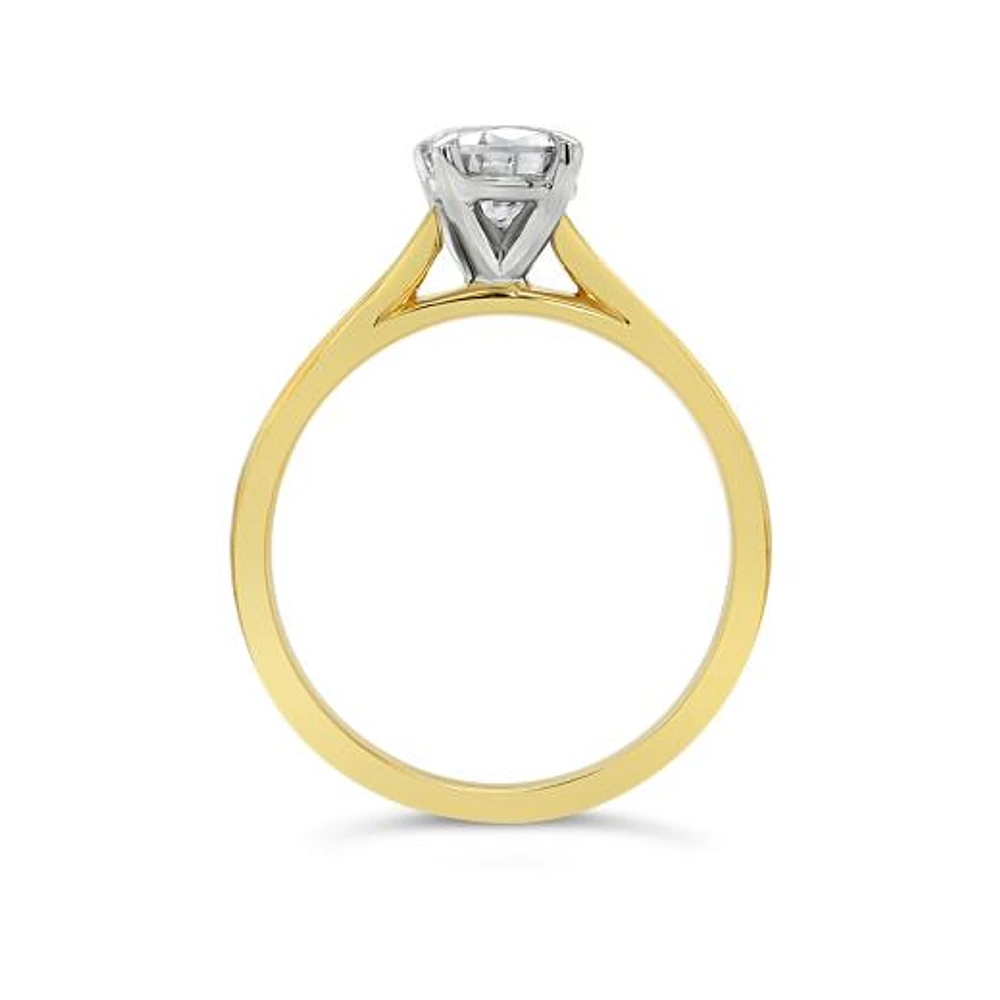 14K Yellow Gold Lab Grown 1.00CT Pear Shaped Diamond Solitaire Ring