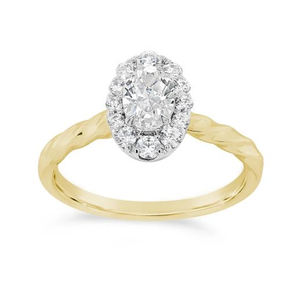 Glacier Fire 14K Yellow Gold Canadian 0.79CTW Oval Diamond Halo Ring