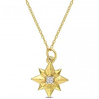 Julianna B Yellow Plated Sterling Silver Diamond Star Pendant