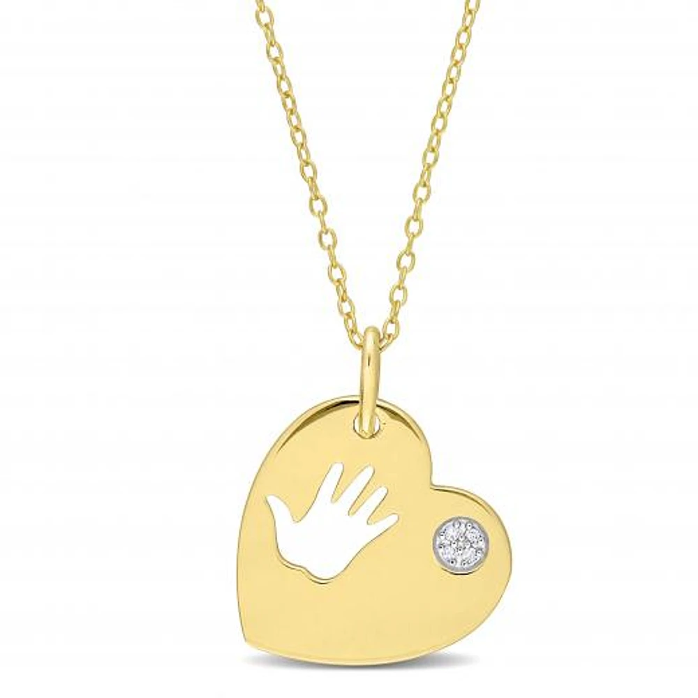 Julianna B Yellow Plated Sterling Silver Diamond Heart Pendant