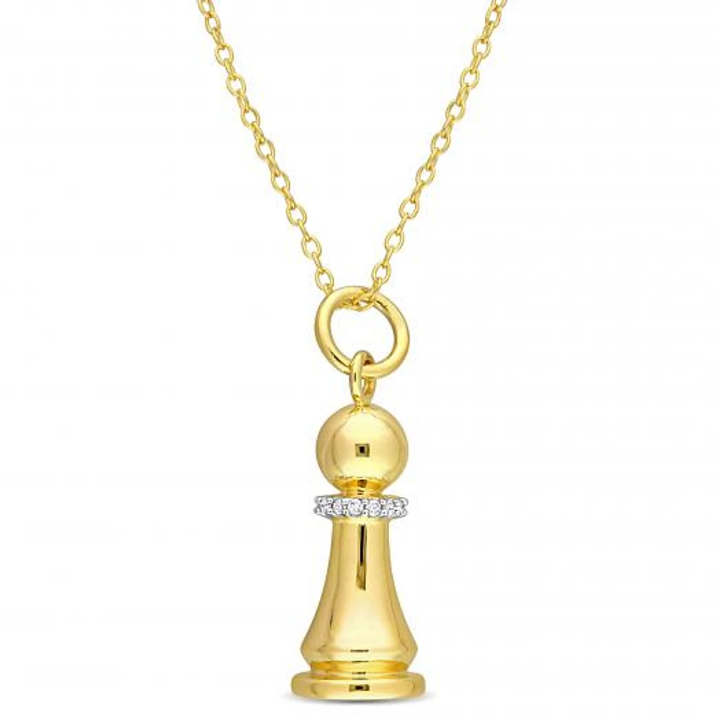 Julianna B Yellow Plated Sterling Silver Diamond Chess Pendant