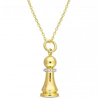 Julianna B Yellow Plated Sterling Silver Diamond Chess Pendant