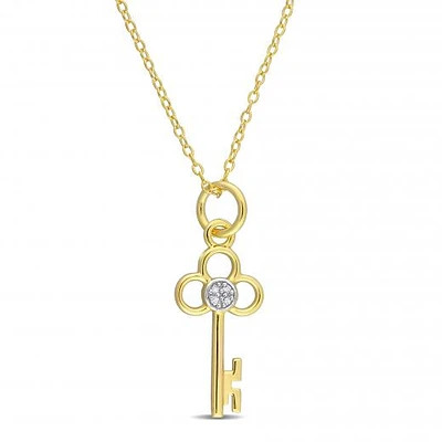 Julianna B Yellow Plated Sterling Silver Diamond Key Pendant
