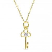 Julianna B Yellow Plated Sterling Silver Diamond Key Pendant