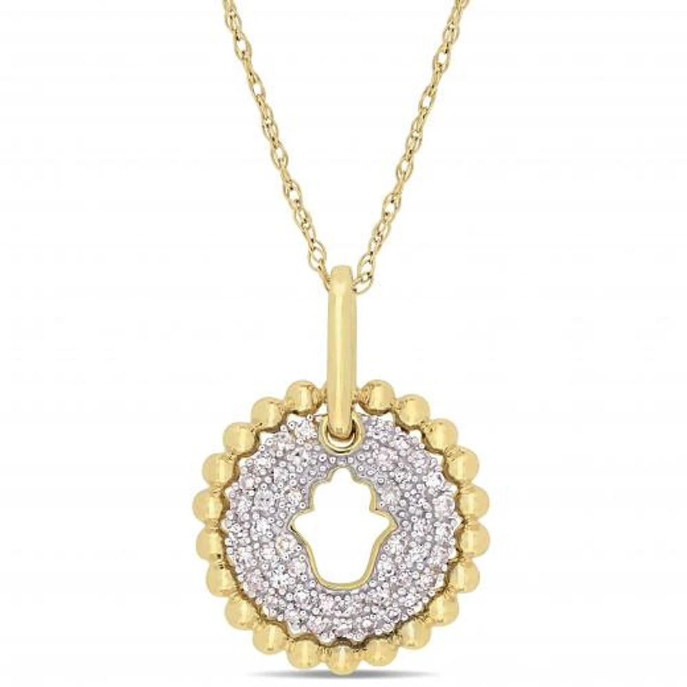 Julianna B 10K Yellow Gold 0.19CTW Diamond Hamsa Pendant