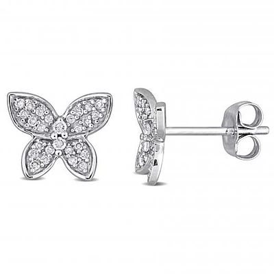 Julianna B 10K White Gold 0.20CTW Diamond Butterfly Studs