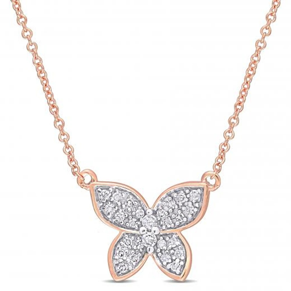 Julianna B 10K Rose Gold 0.13CTW Diamond Butterfly Pendant